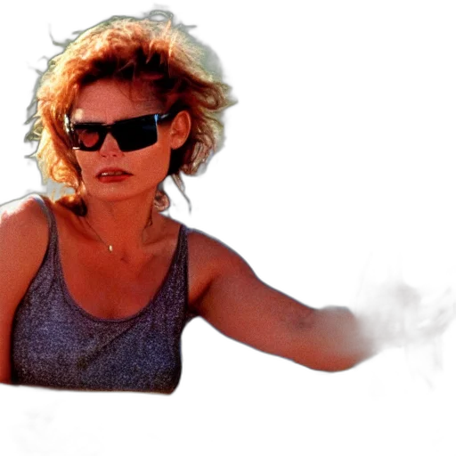 photorealistic, vaporwave, fire, outer space, film, still, thelma, louise transparent PNG cut-out