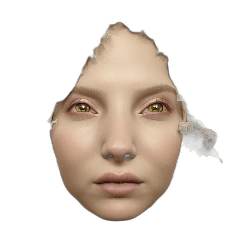 face, mask, robot, creature, 3d render, photorealistic, concept art, cyberpunk transparent PNG cut-out