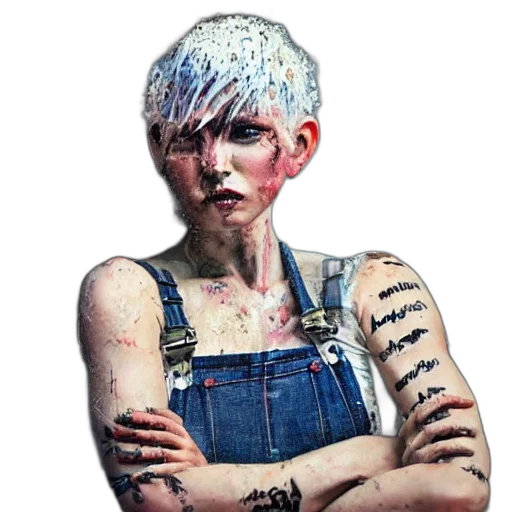 face, hair, cyberpunk, photorealistic, concept art, pixel art, blue, full transparent PNG cut-out