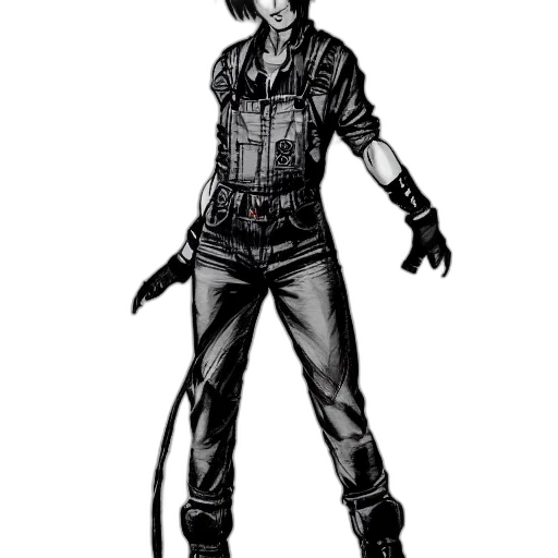 jacket, staff, weapon, animal, comic book art, concept art, cartoon, cyberpunk transparent PNG cut-out