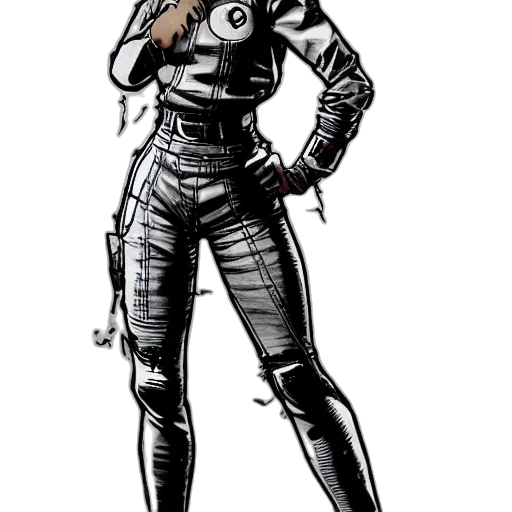 weapon, staff, jacket, robot, comic book art, concept art, cartoon, cyberpunk transparent PNG cut-out