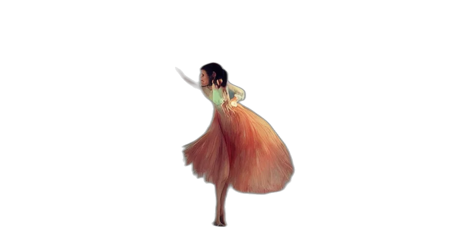 dress, hair, creature, staff transparent PNG cut-out