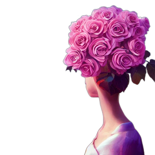 crown, flower, dress, hat, 3d render, photorealistic, concept art, oil painting transparent PNG cut-out
