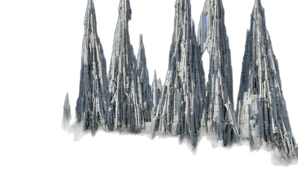 building, tree, crown, weapon, concept art, 3d render, fantasy art, photorealistic transparent PNG cut-out