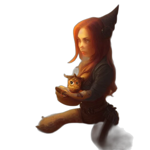 staff, creature, hat, fantasy art transparent PNG cut-out