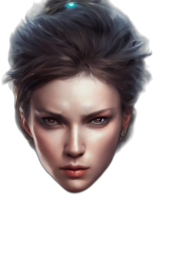 face, crown, hair, mask, photorealistic, fantasy art, concept art, cyberpunk transparent PNG cut-out