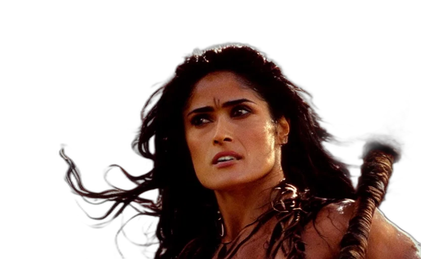 epic, photo, muscular, salma, hayek, beautiful, barbarian, warrior transparent PNG cut-out