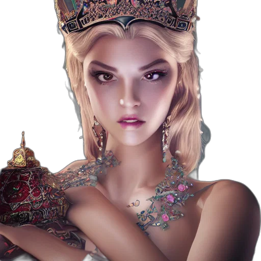 crown, jewelry, face, fantasy art, photorealistic, concept art, 3d render, wonderful transparent PNG cut-out