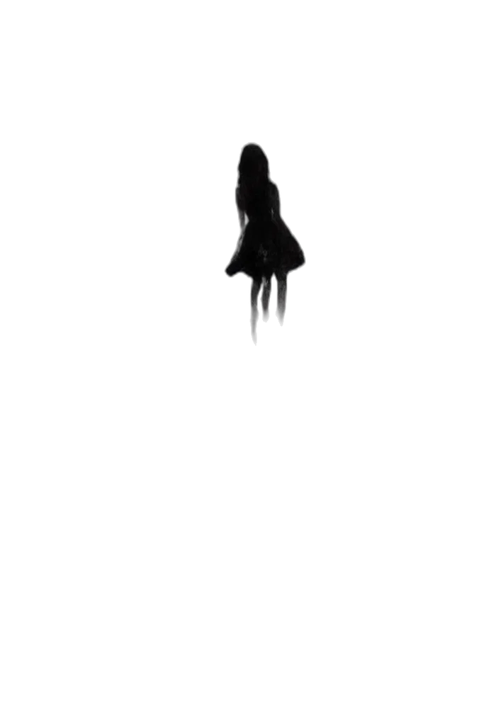 dress, hair, creature, staff transparent PNG cut-out