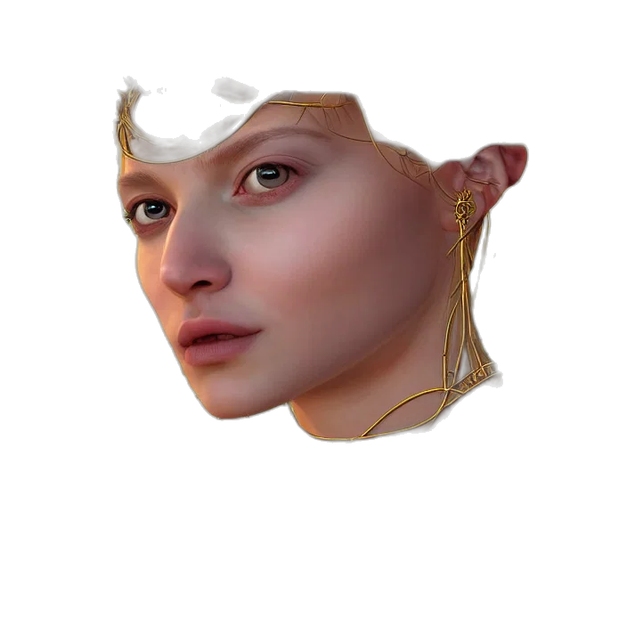 crown, face, mask, jewelry, photorealistic, concept art, 3d render, fantasy art transparent PNG cut-out