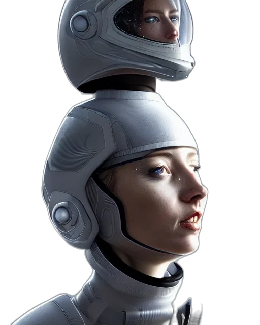 robot, face, concept art, 3d render transparent PNG cut-out
