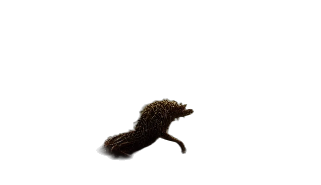 hair, animal, creature, staff, 3d render, concept art, photorealistic, epic transparent PNG cut-out