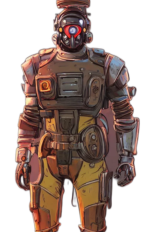 robot, mask, jacket, concept art transparent PNG cut-out