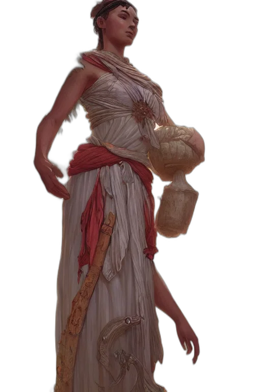 dress, staff, weapon, creature transparent PNG cut-out