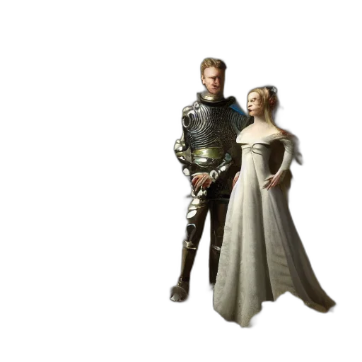 dress, sword, crown, robot, 3d render, concept art, fantasy art, photorealistic transparent PNG cut-out