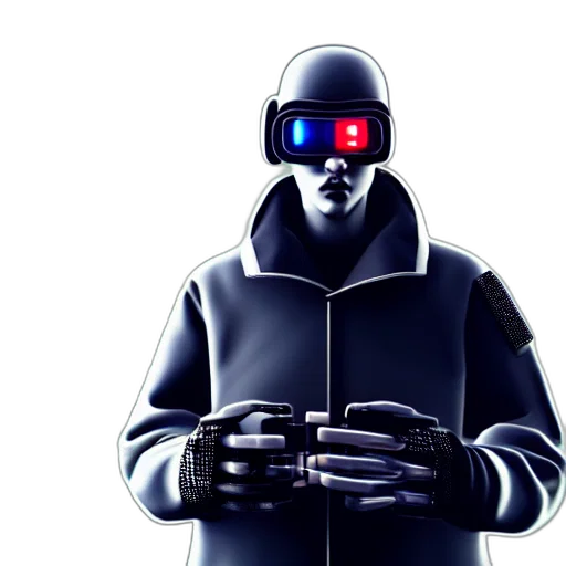 robot, jacket, mask, cyberpunk transparent PNG cut-out