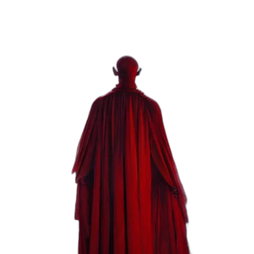 dress, jacket, staff, mask, concept art, 3d render, red, dark transparent PNG cut-out