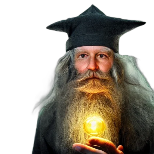staff, hat, photorealistic, old, man, long, hair, white transparent PNG cut-out