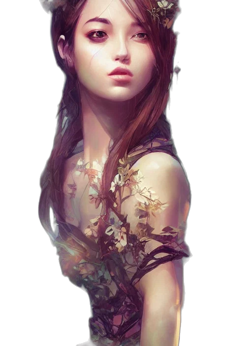 dress, face, flower, crown transparent PNG cut-out