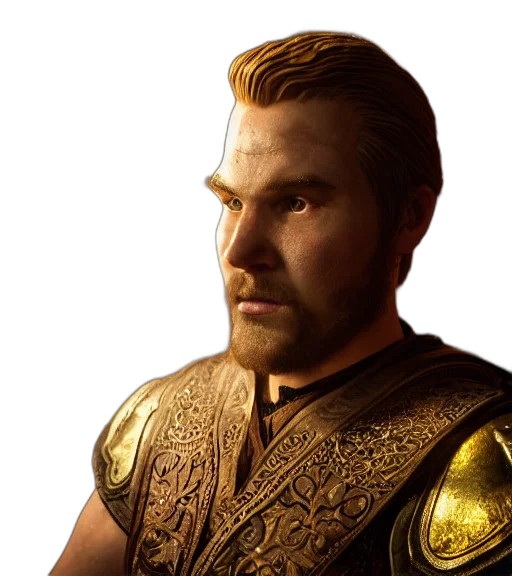 face, staff, sword, concept art, fantasy art, photorealistic, 3d render, golden transparent PNG cut-out