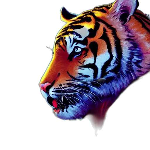 animal, creature, photorealistic, 3d render, watercolor, concept art, colorful, tiger transparent PNG cut-out