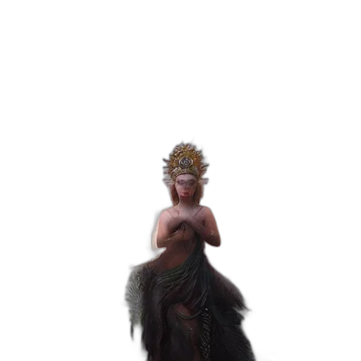 creature, staff, crown, dress, 3d render, concept art, fantasy art, pixel art transparent PNG cut-out