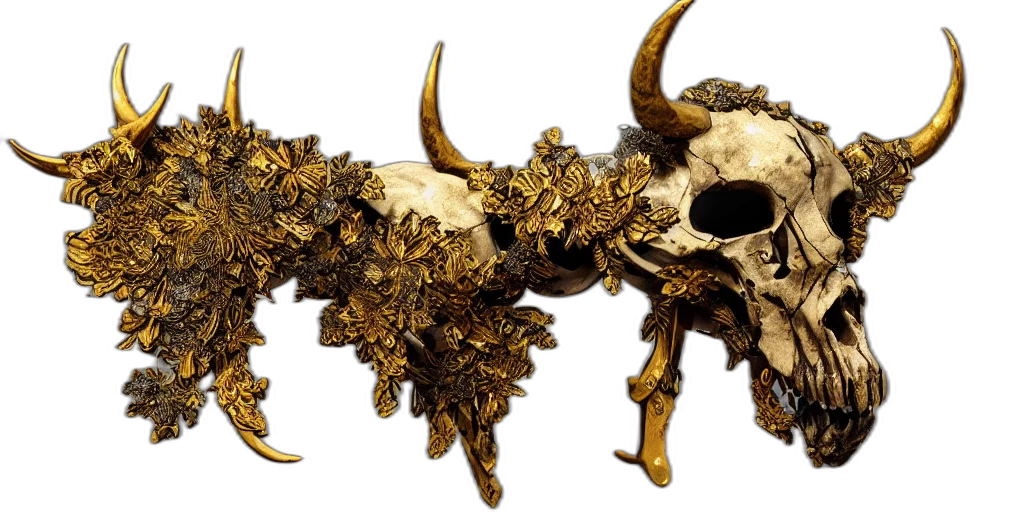 crown, jewelry, mask, animal, decorated, bull, skull, bone transparent PNG cut-out