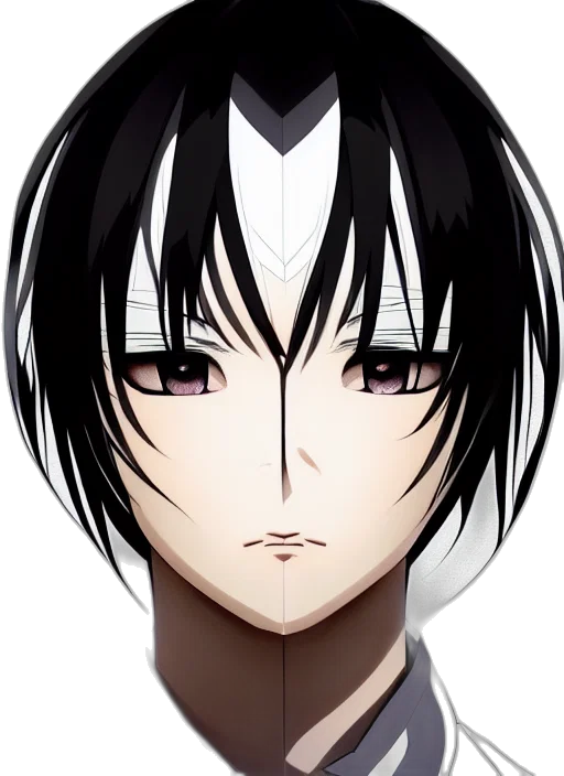 face, mask, staff, anime, cartoon, pixel art, photorealistic, monochrome transparent PNG cut-out