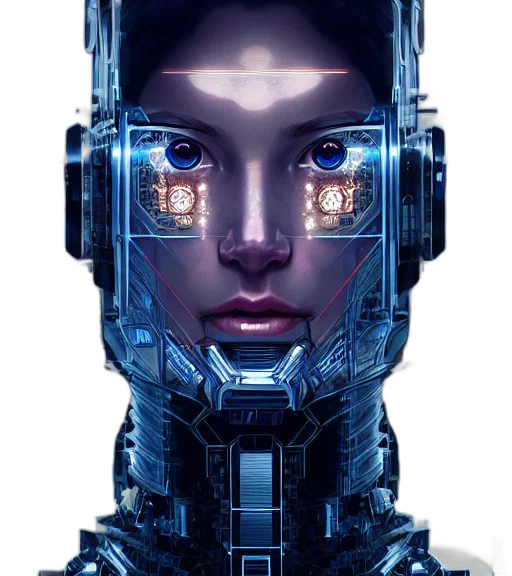 robot, face, cyberpunk, concept art transparent PNG cut-out