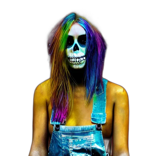 mask, face, hair, creature, photorealistic, cyberpunk, concept art, vaporwave transparent PNG cut-out