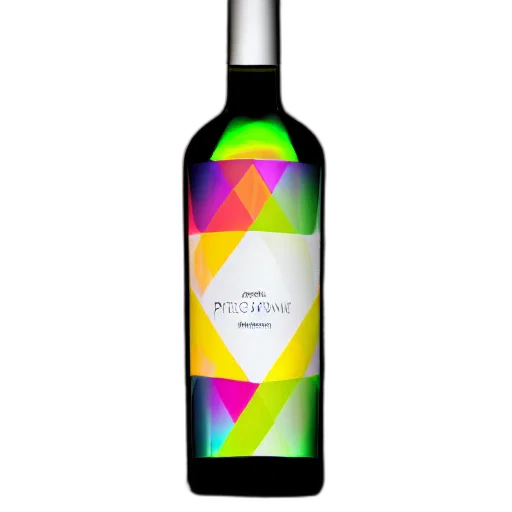 bottle, 3d render, colorful, neon, prismatic, wine transparent PNG cut-out