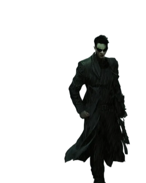 jacket, creature, mask, staff transparent PNG cut-out