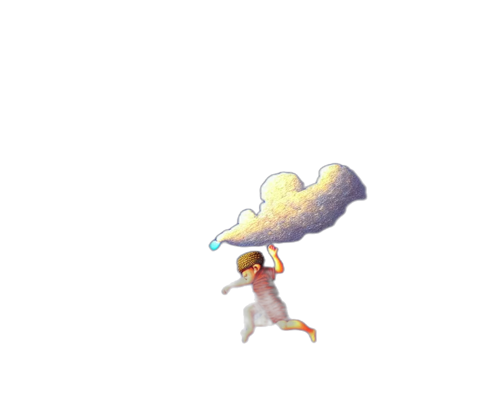 umbrella, staff, pixel art, vaporwave, concept art, 3d render, rain, fog transparent PNG cut-out