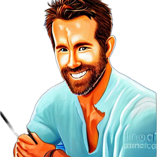 cartoon, photorealistic, oil painting, watercolor, ryan, reynolds, fishing, pier transparent PNG cut-out