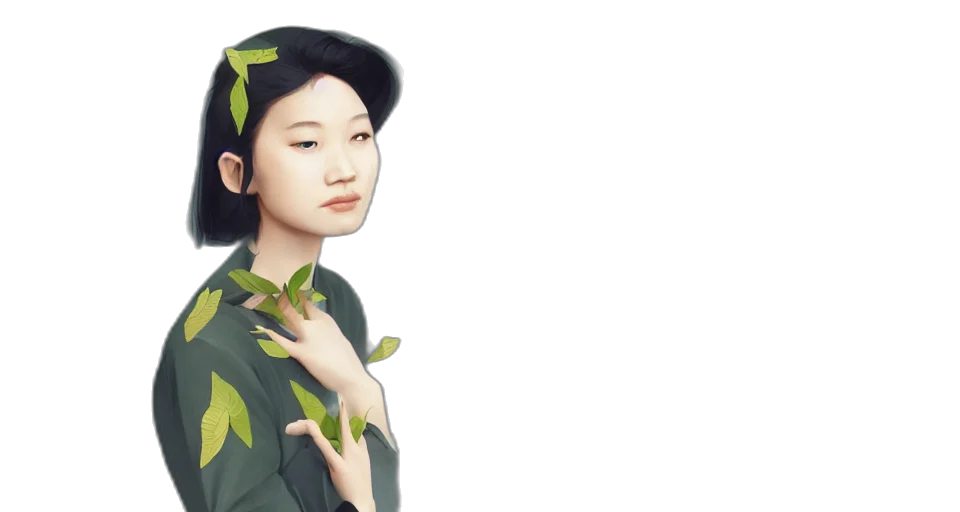 photorealistic, fantasy art, concept art, oil painting, forest, green, earth tones, monochrome transparent PNG cut-out