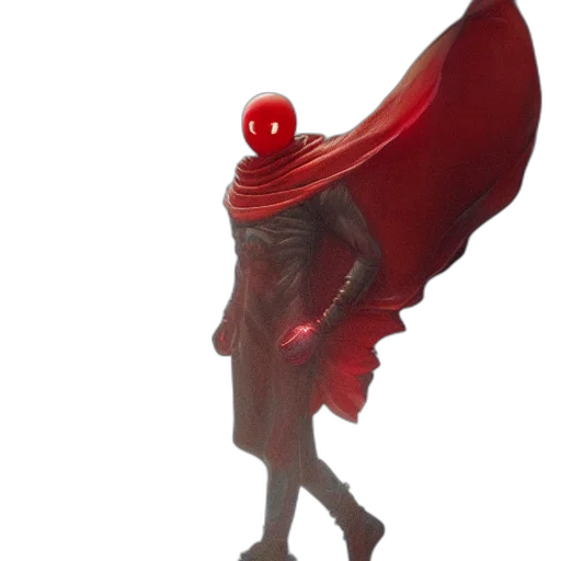 mask, creature, jacket, staff transparent PNG cut-out