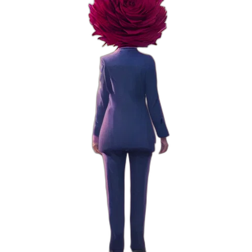 flower, crown, dress, jacket, 3d render, concept art, cartoon, red transparent PNG cut-out