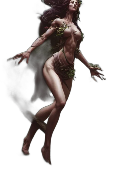 creature, dress, fantasy art, concept art, comic book art, photorealistic, forest, fog transparent PNG cut-out