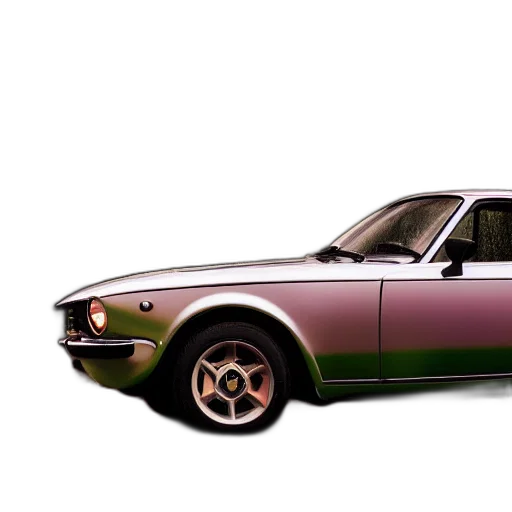 car, photorealistic, 3d render, concept art, vaporwave, fiat, dark, forest transparent PNG cut-out