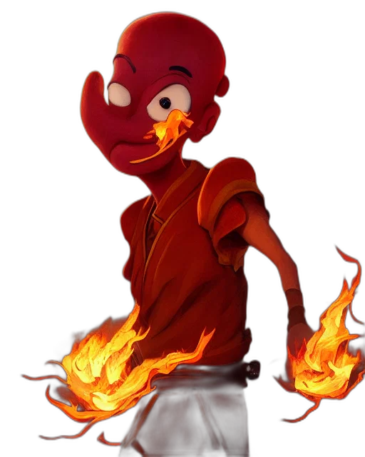 mask, staff, concept art, pixel art, cartoon, fantasy art, fire, red transparent PNG cut-out