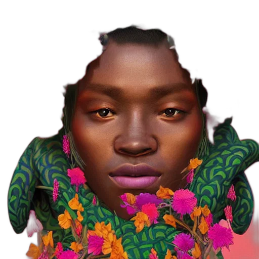 face, flower, crown, mask, photorealistic, concept art, fantasy art, 3d render transparent PNG cut-out