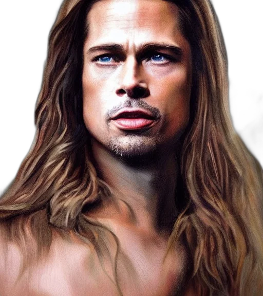 hair, face, photorealistic, oil painting, fantasy art, watercolor, humble, long transparent PNG cut-out