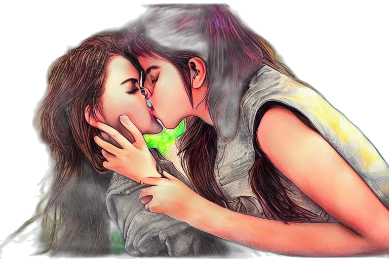 photorealistic, watercolor, pencil sketch, oil painting, neon lights, fire, green, girl transparent PNG cut-out