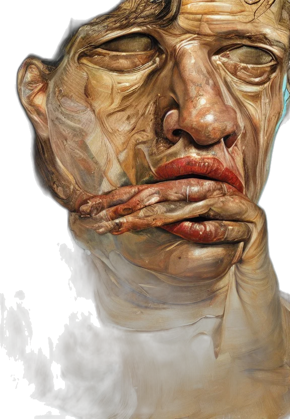 face, mask, photorealistic, oil painting transparent PNG cut-out
