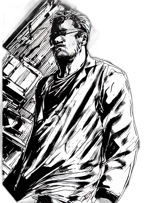 staff, jacket, face, comic book art transparent PNG cut-out