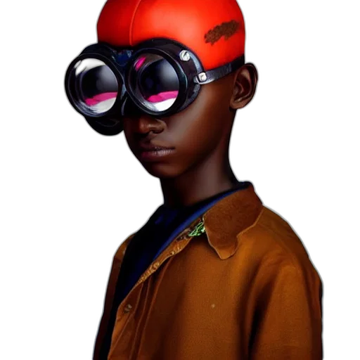 mask, hat, face, jacket, concept art, photorealistic, 3d render, cyberpunk transparent PNG cut-out