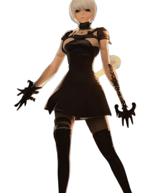 staff, dress, weapon, concept art, fantasy art, 3d render, pixel art, dark transparent PNG cut-out