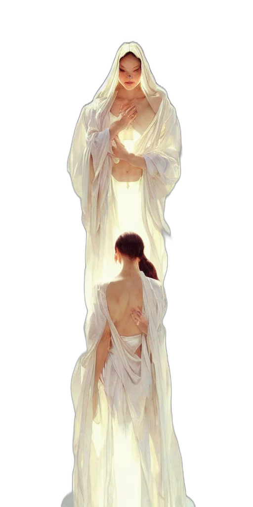 dress, staff, oil painting, photorealistic transparent PNG cut-out