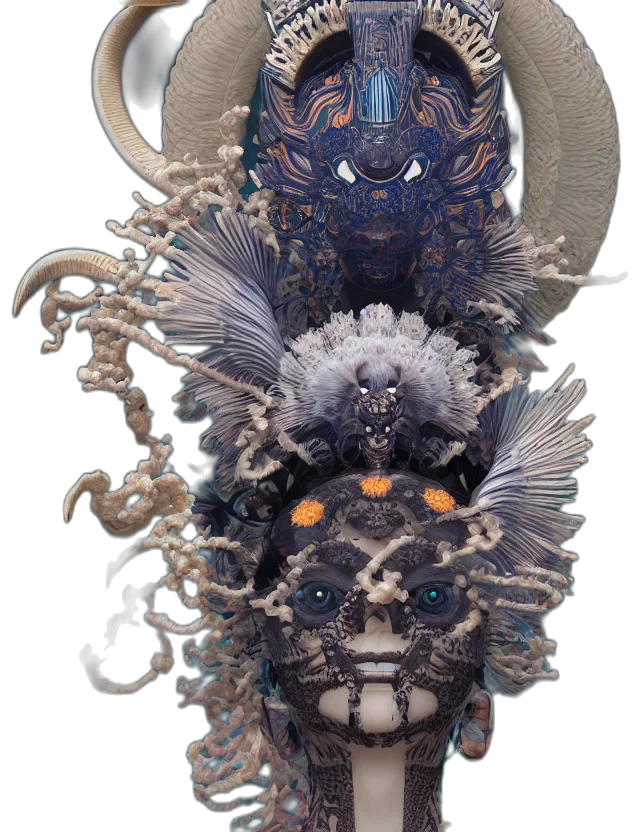 mask, creature, crown, staff transparent PNG cut-out