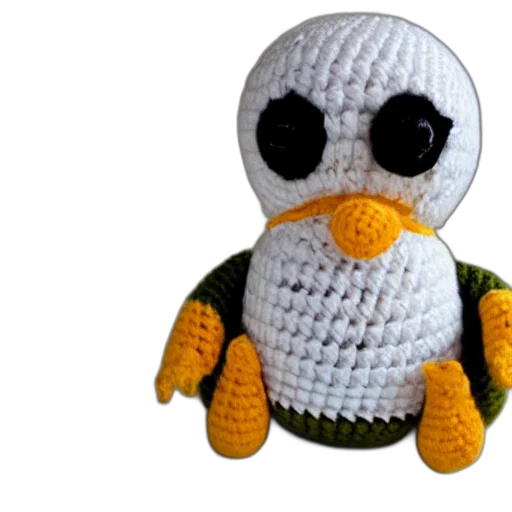 pixel art, 3d render, crocheted, penguin, doll transparent PNG cut-out